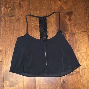 Black silk crop tank
